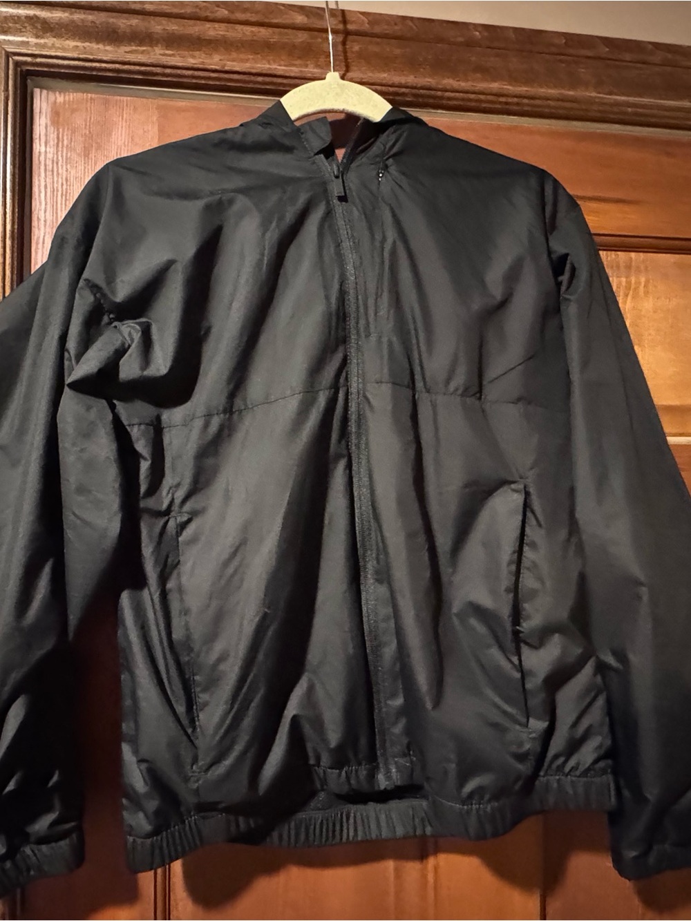 Men’s Black Hooded Windbreaker Jacket - Classic Lightweight Outerwear